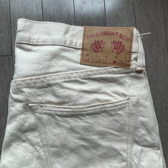 Full Count 1108EC 13oz Japanese Selvedge Straight Jean in Ecru - Sz 32 - Picture 1 of 10